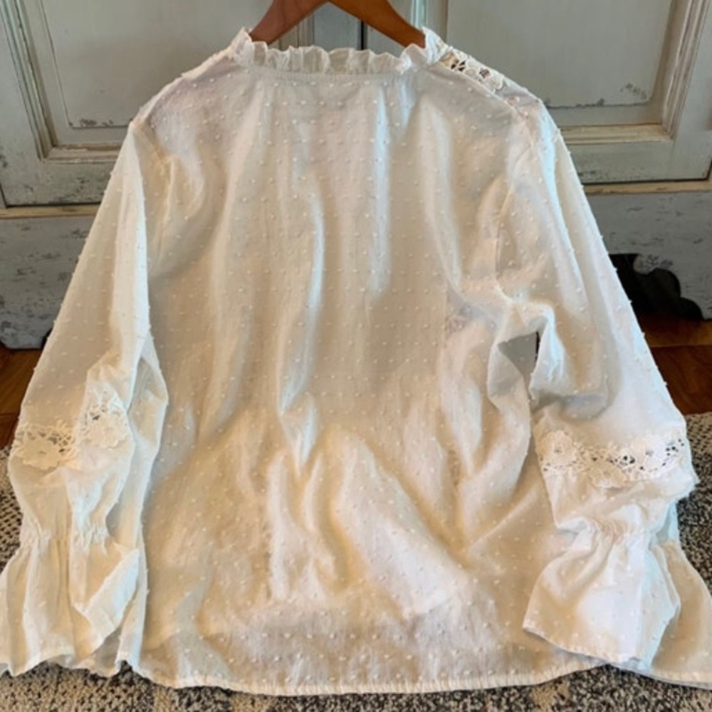 New Boho White Lace Long Sleeve Blouse Top - Picture 3 of 8
